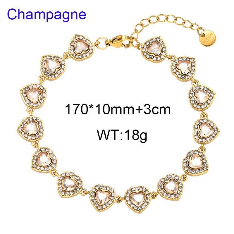 Heart Of The Ocean Romantic Gift French Love Inlaid Zircon Stainless Steel Women's Bracelet
