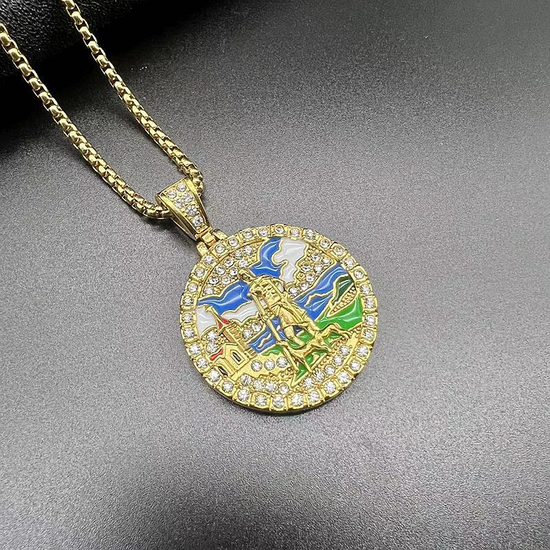 Rhinestone Necklace – Statement Hip Hop Jesus Pendant