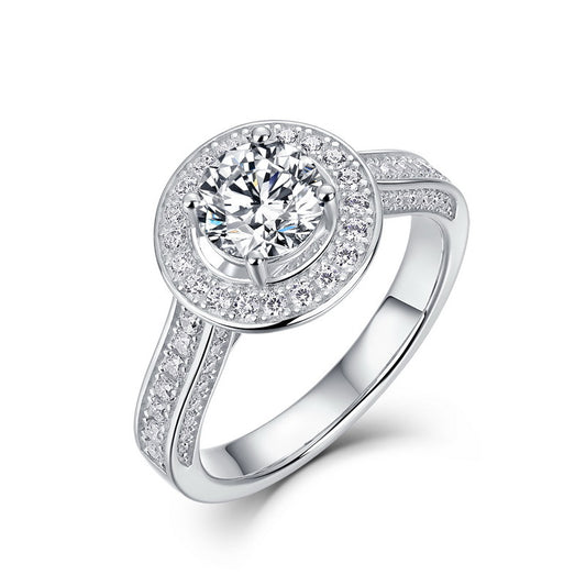 Planderful Classic Moissanite Sterling Silver Ring – 6.5 × 6.5 mm, 1 ct – Style 5