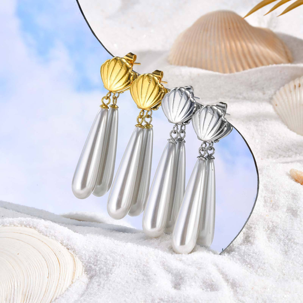 Stainless Steel Pearl Earrings