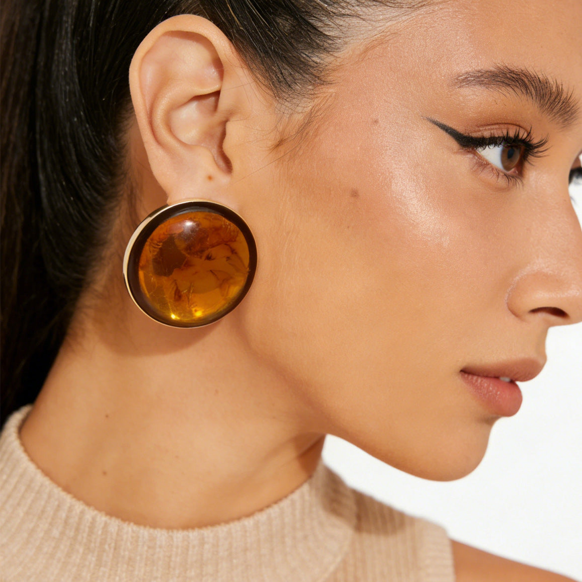 Planderful Vienna Verve Medieval Style Elegant Geometric Stone Stud Earrings For Women