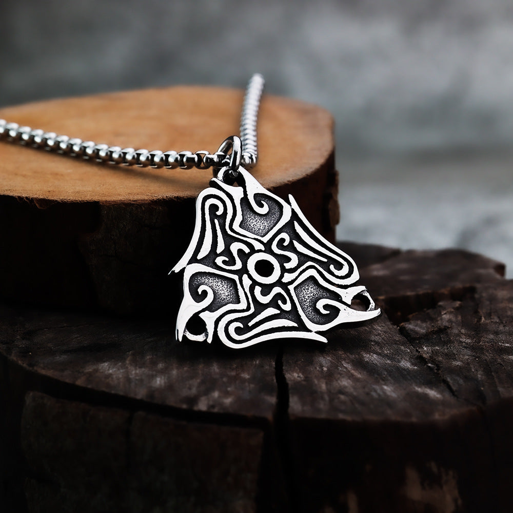 Viking Pendant Necklace For Men Durable Stainless Steel Crow Totem Norse Legacy By Planderful