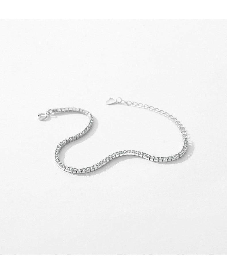 Exquisite S925 Sterling Silver Bracelet with Zircon Sparkle for Women's Summer Style
