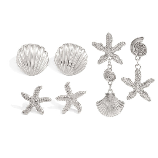 Starfish Pendant Earrings Planderful Statement Ocean Breeze Conch Set for Women Beach Lovers