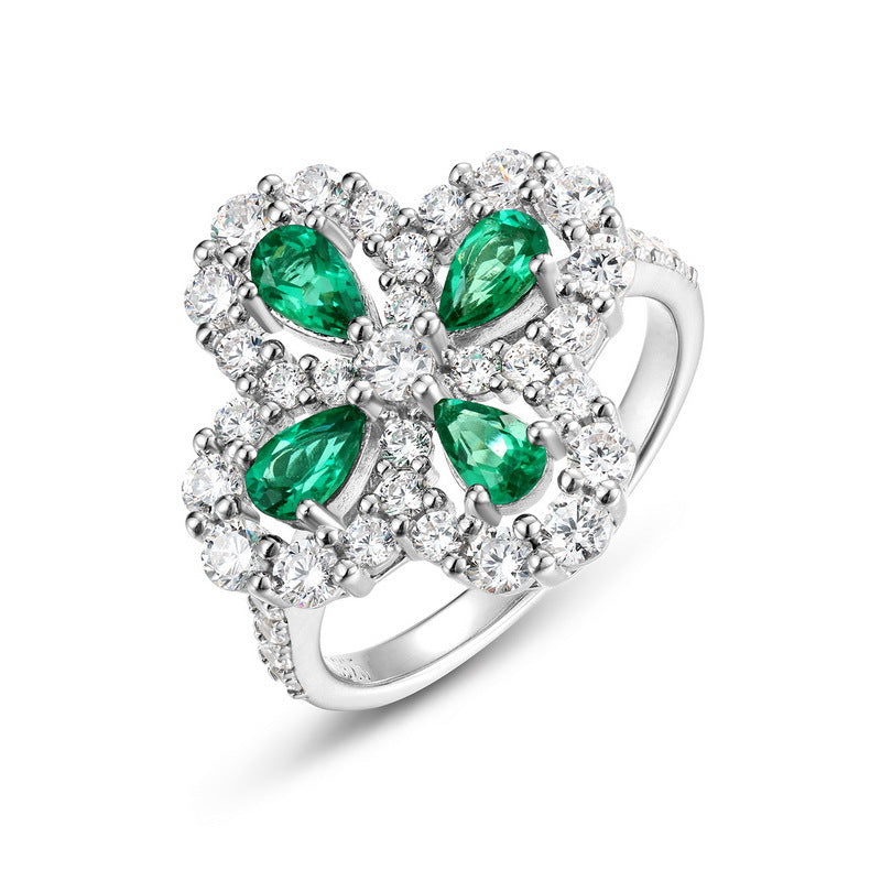 Planderful Snowflake Lab-Grown Emerald Sterling Silver Ring