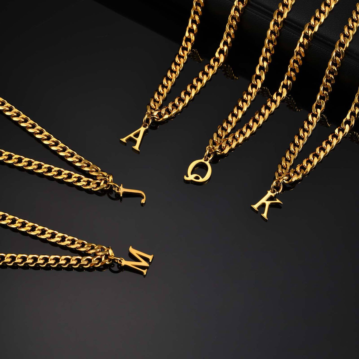 Planderful Mens Stainless Steel Letter Necklace Gold For Men