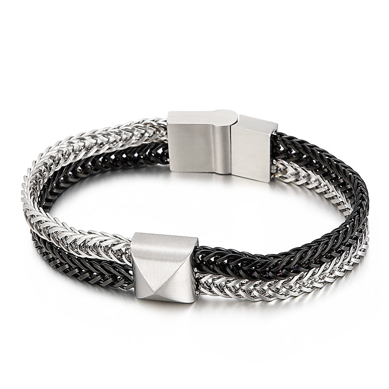 Stainless Steel Hand – Hip-Hop Double-Layer Color Matching Keel Bracelet