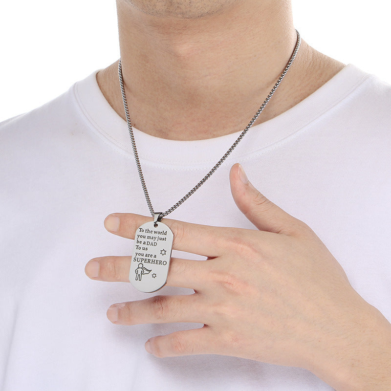Planderful Dad Pendant Stainless Steel Engraved For Men