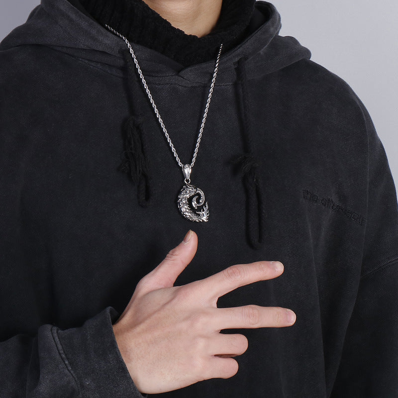 Stylish Stainless Steel Skull Pendant for Men with a Touch of European and American Flair