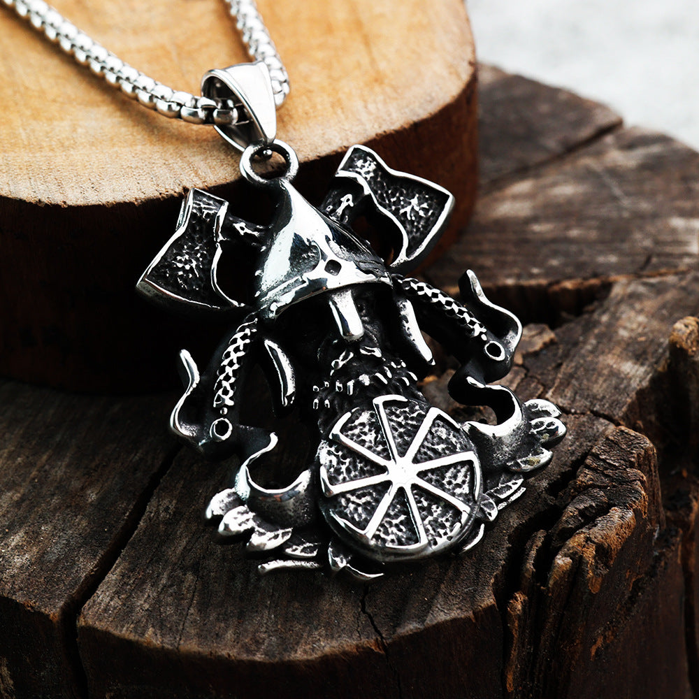 Viking Odin Axe Stainless Steel Men's Pendant Necklace Accessories