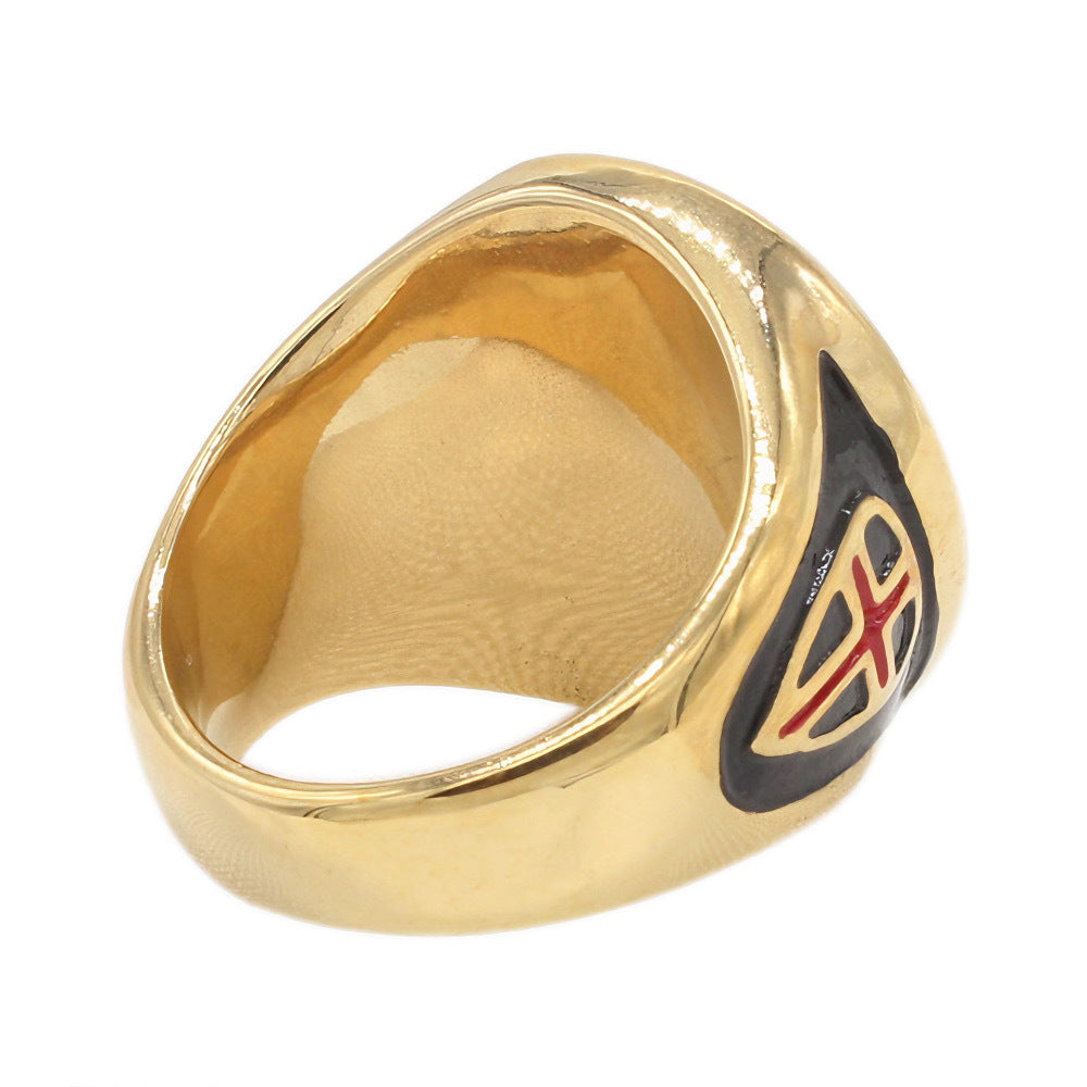 Planderful Titanium Steel Ring Knight Shield Cross Design For Men Unisex Statement Jewelry