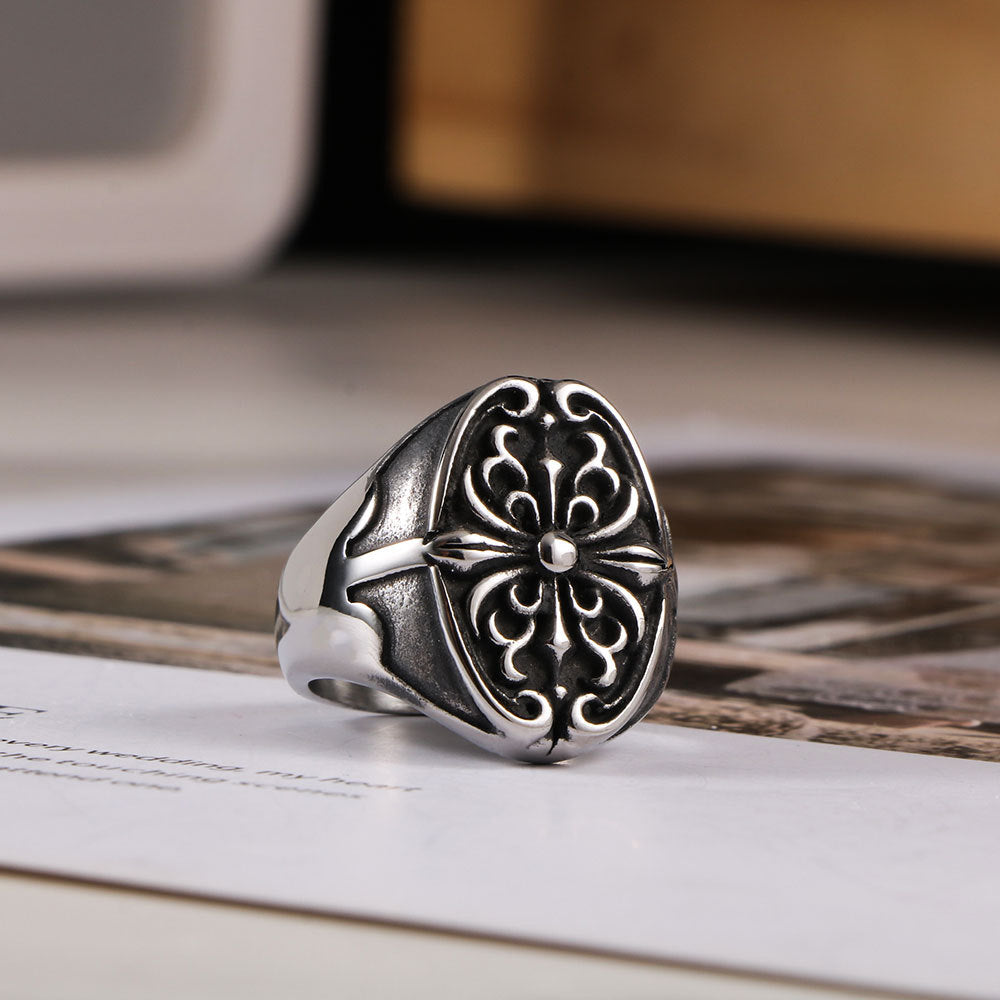 Cross Titanium Steel Ring For Men Punk Rock Hipster Style