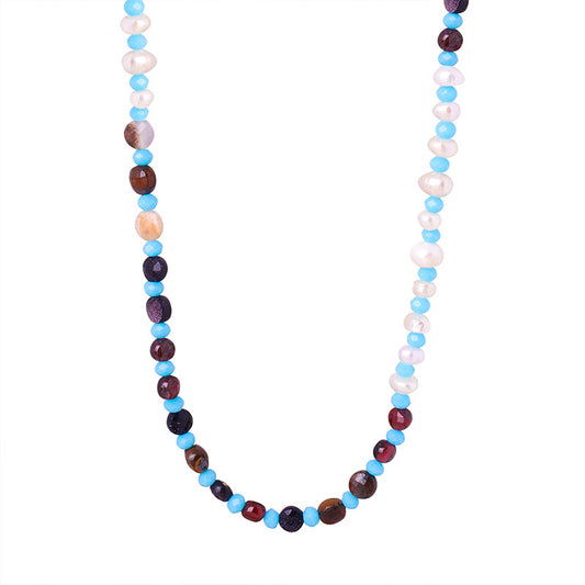 Luxurious French Style Handcrafted Agate Beaded Necklace for Women