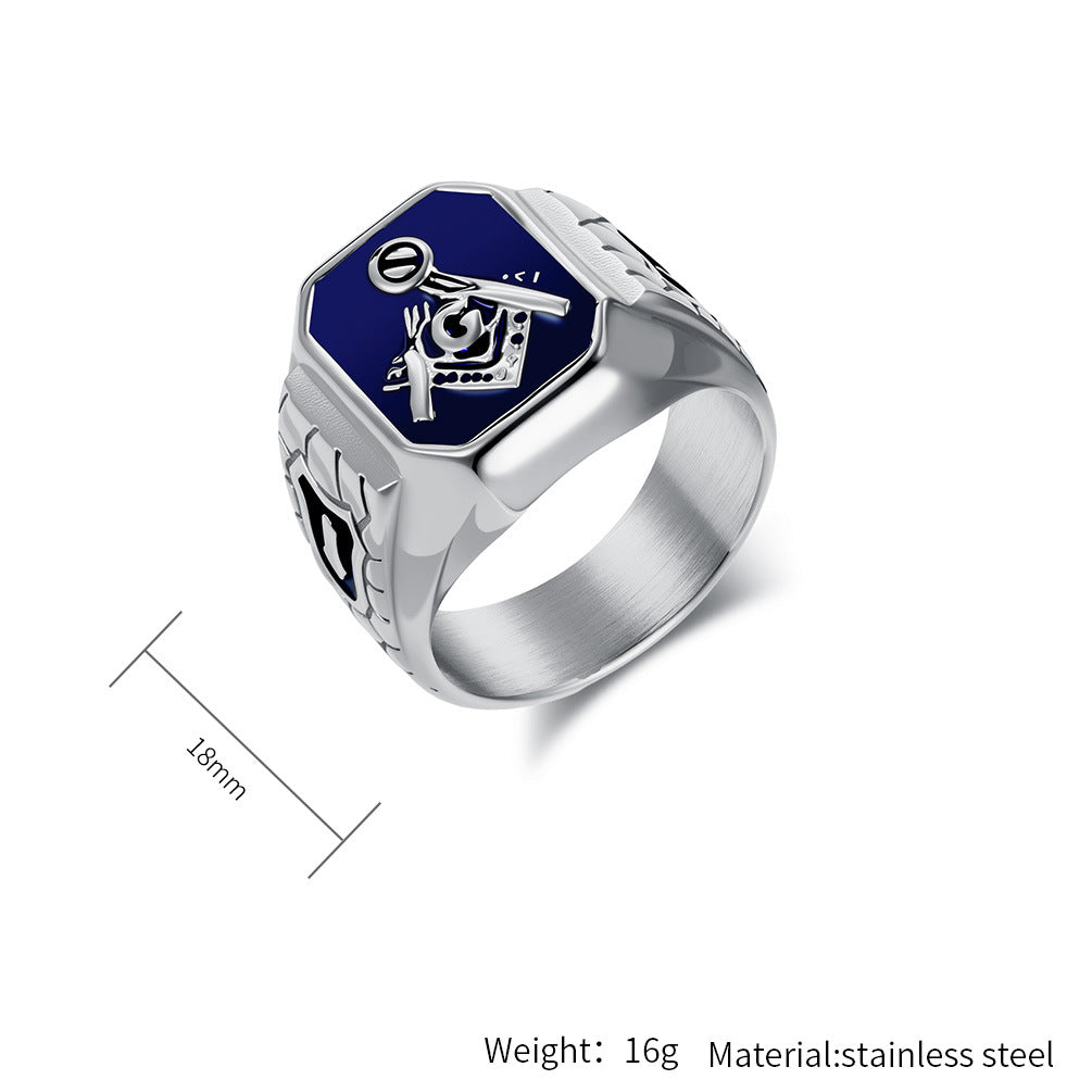 Steel Ring - Vintage Freemasonry Ring