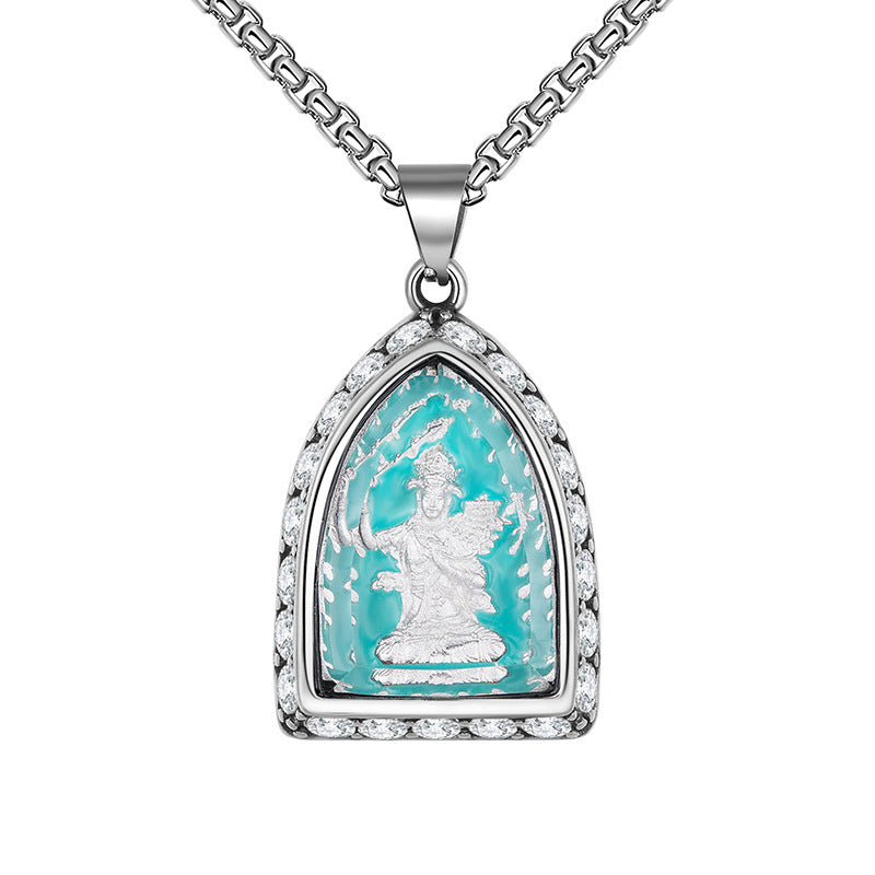 Steel Necklace – Statement Zodiac Buddha Pendant