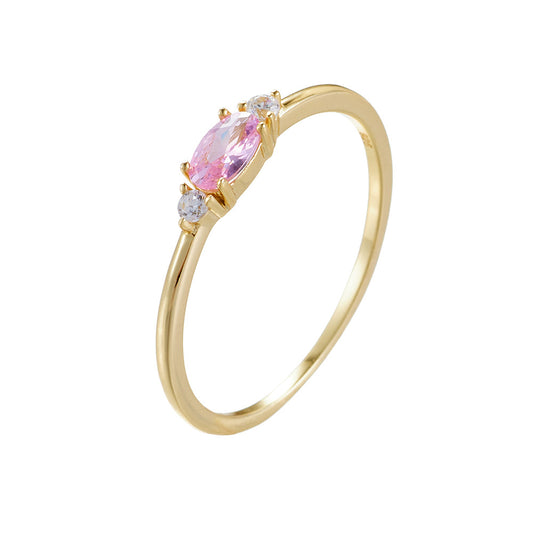 Retro Oval Pink Zircon Silver Ring