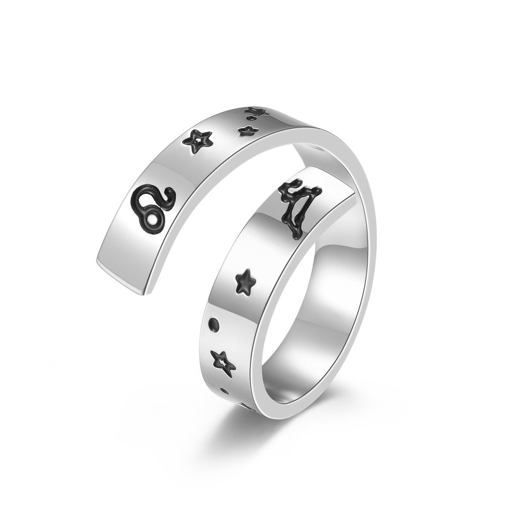 Neutral Cold Wind Twelve Constellations Adjustable Ring