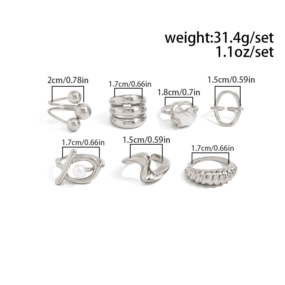 Planderful Vienna Verve Baroque Pearl Ring Geometric Stacking Statement Jewelry For Women