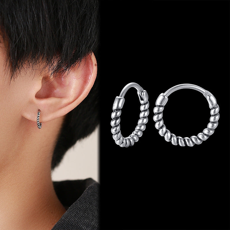 Vintage Textured Single Hoop Earring — Four Designs