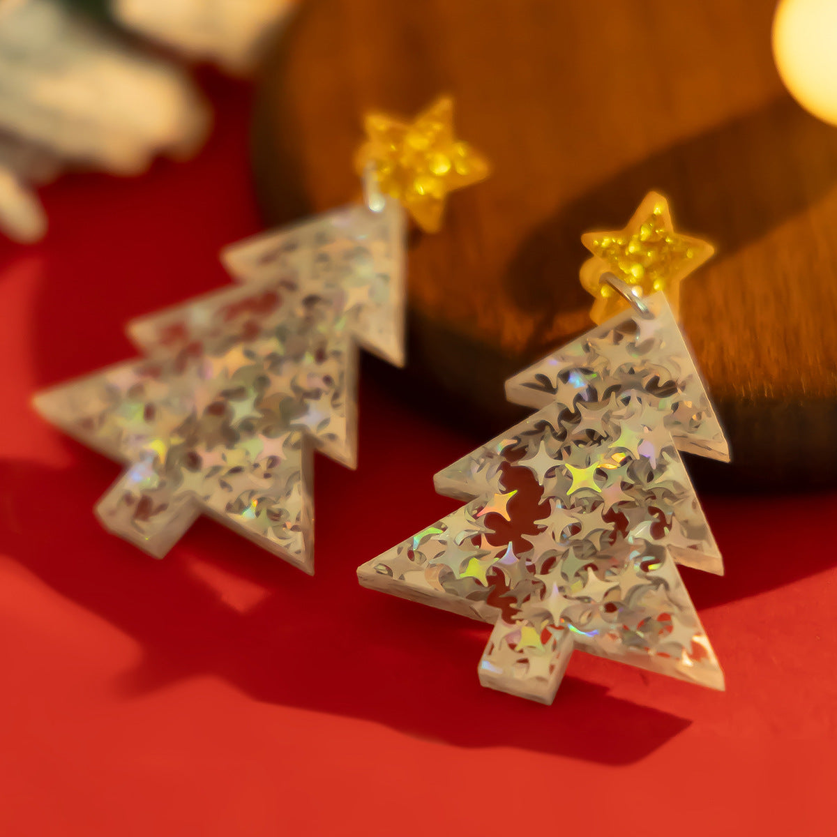 Planderful Vienna Verve Christmas Earrings Fringed Pendant For Women Elk Tree Design Statement
