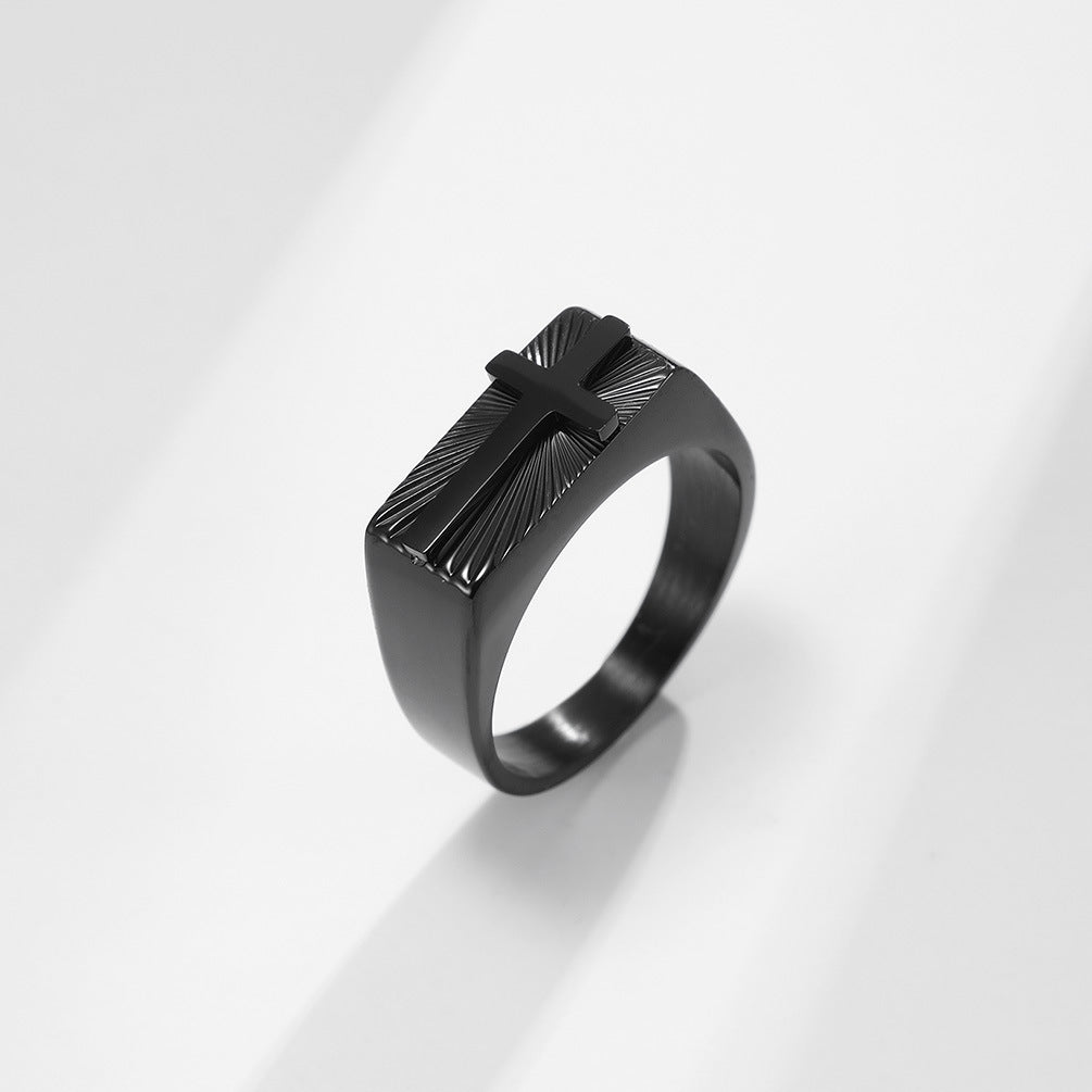 Steel Ring – Statement Cross Ring For Men