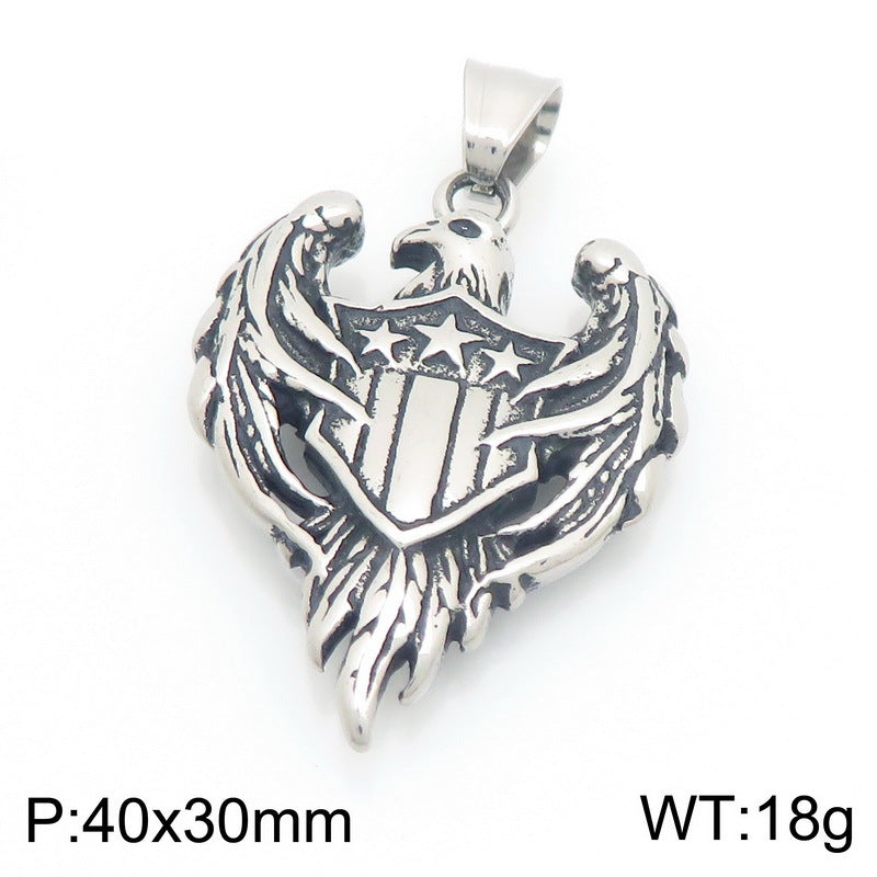 Viking Double Wolf Head Love Knot Pendant Punk Style Retro Cross Feathered Eagle Necklace