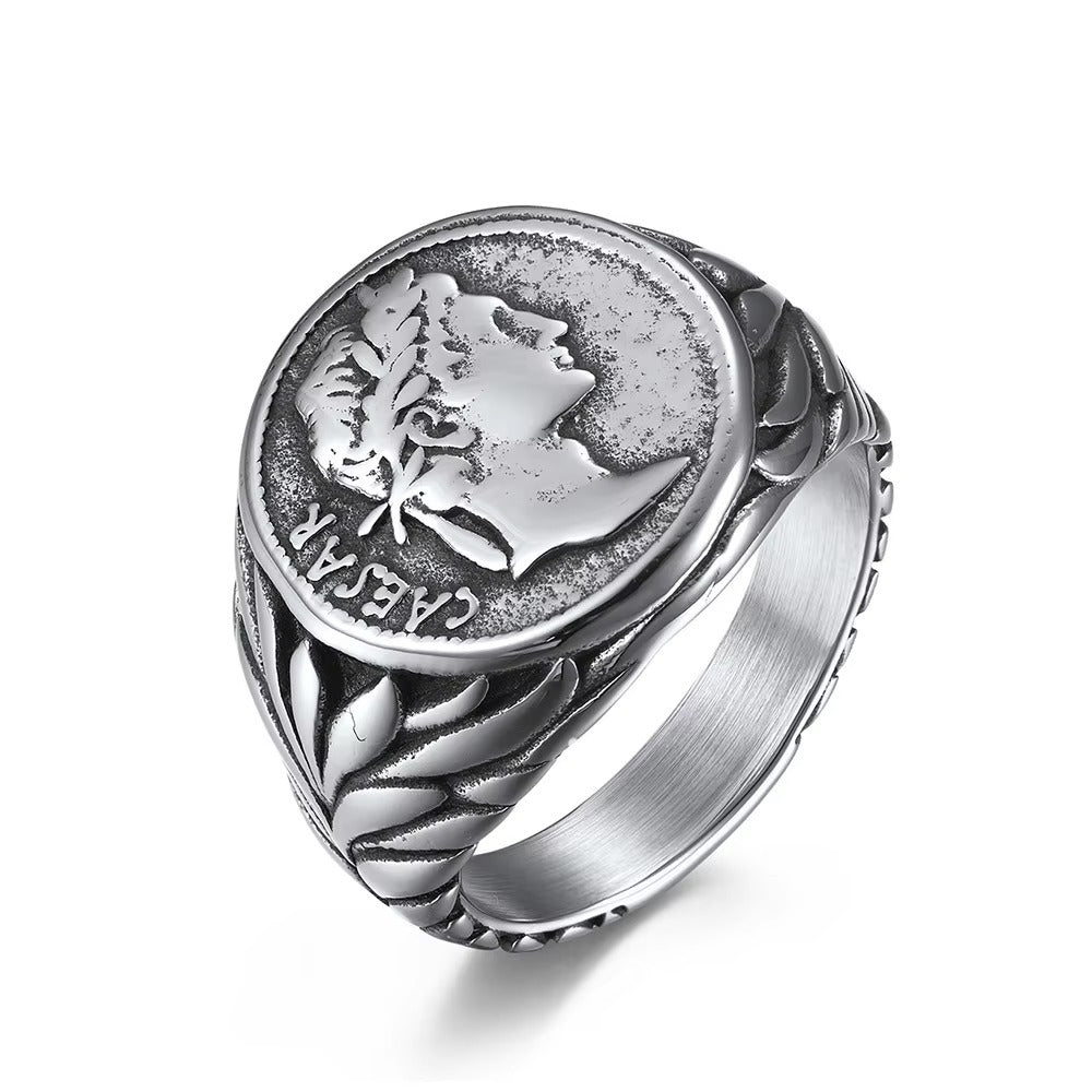 Vintage Roman Stainless Steel Ring