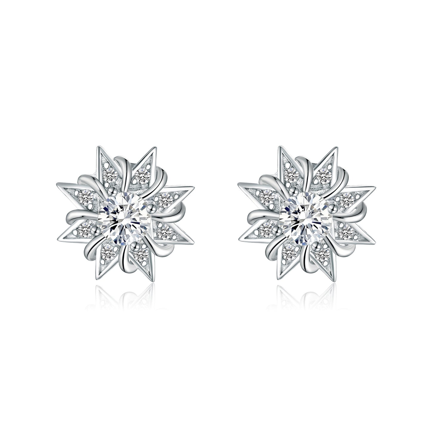 Fashion 925 Sterling Silver Sunflower Stud Earrings Wholesale