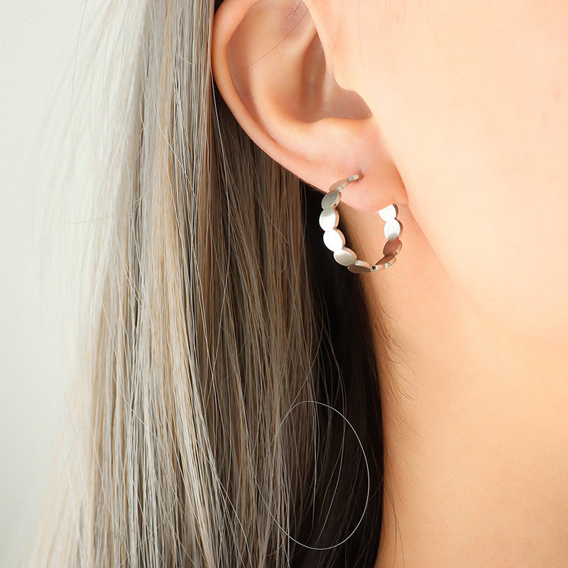 Nordic Charm Modern Cold Instagram Style Minimalist Oval Link Earring and Bracelet Set