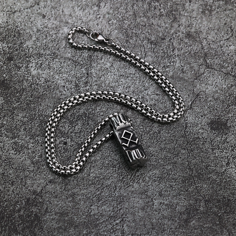 Planderful Viking Rune Pendant Necklace For Men Titanium Steel Retro Norse Jewelry