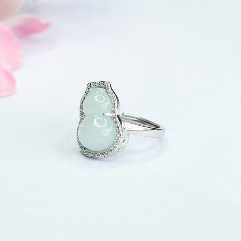 Myanmar Jade Gourd Sterling Silver Ring