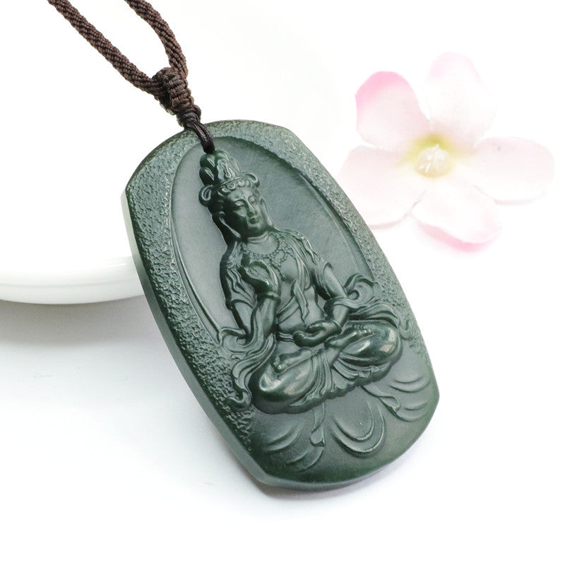 Taqing Hetian Jade Tara Plaque Pendant