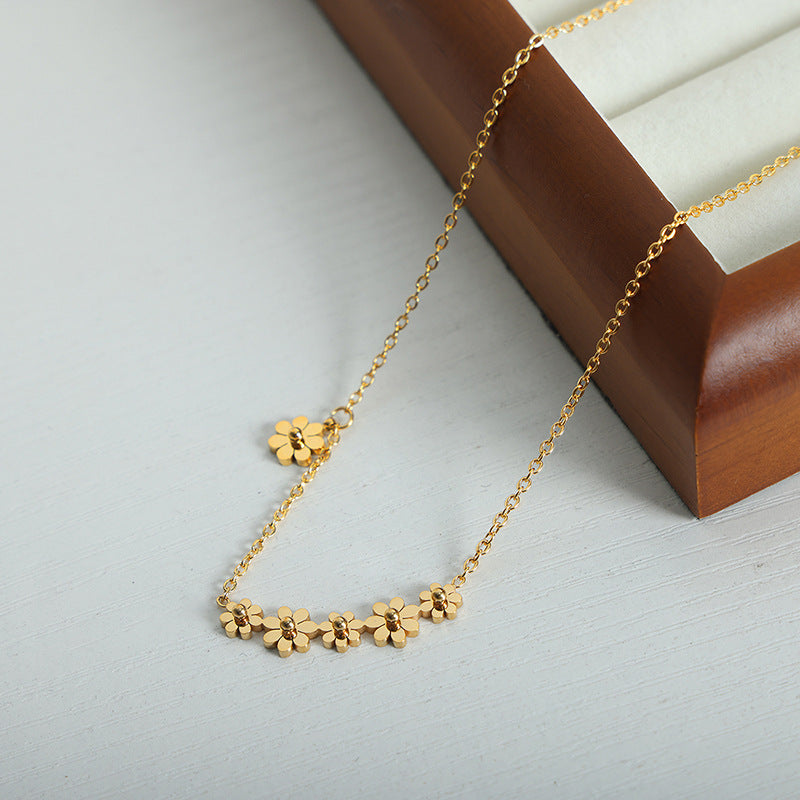 Golden Bloom Titanium Steel Necklace - Exquisite Jewelry for Women