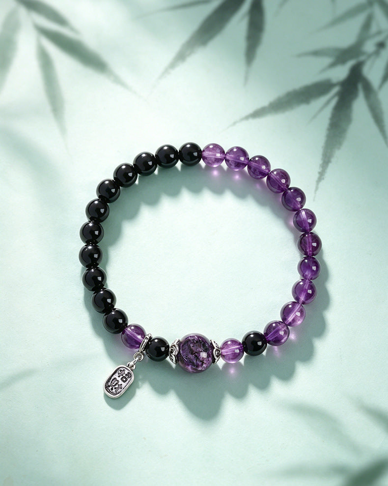 Amethyst Obsidian Crystal Dragon Bracelet