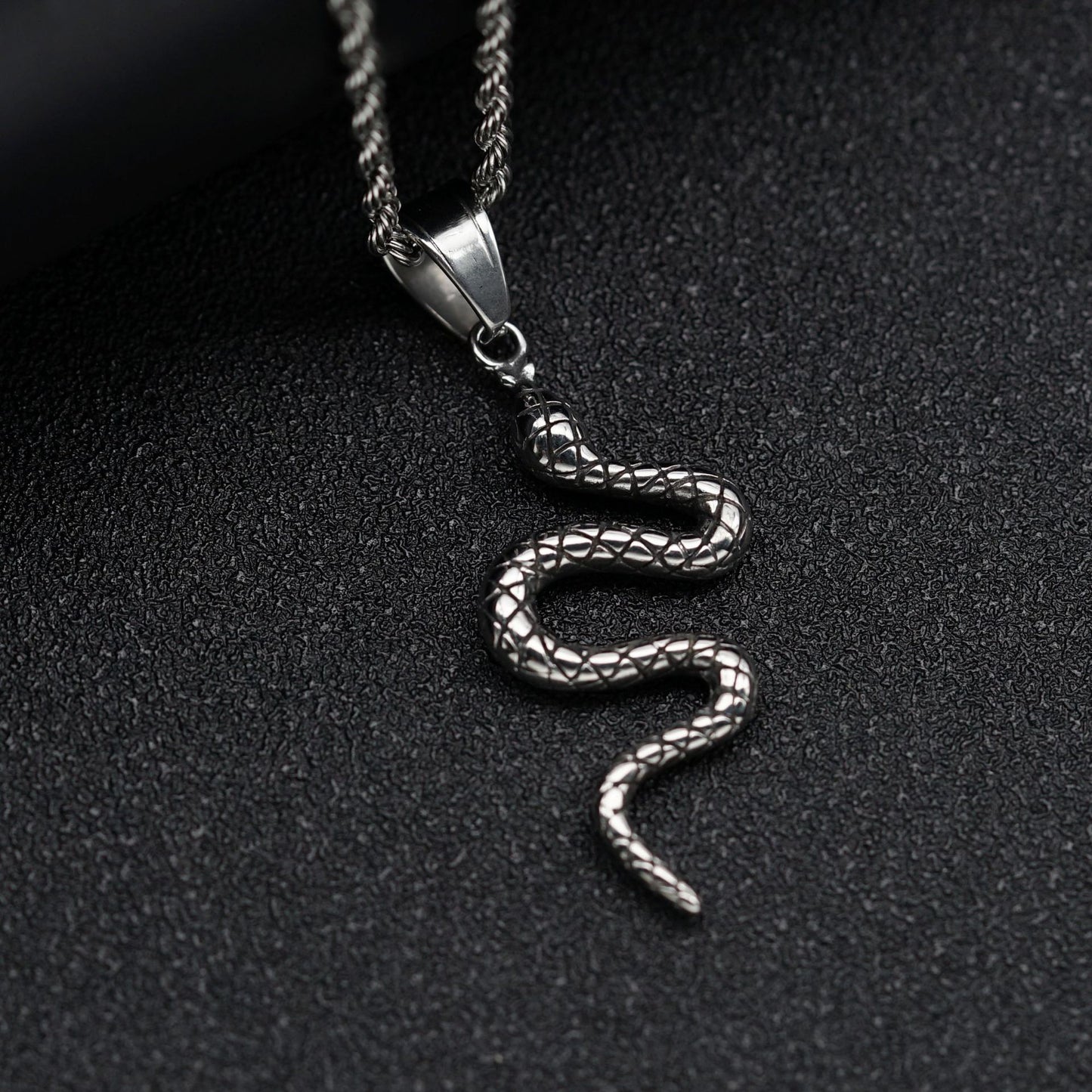 Steel Necklace - Vintage Snake Pendant