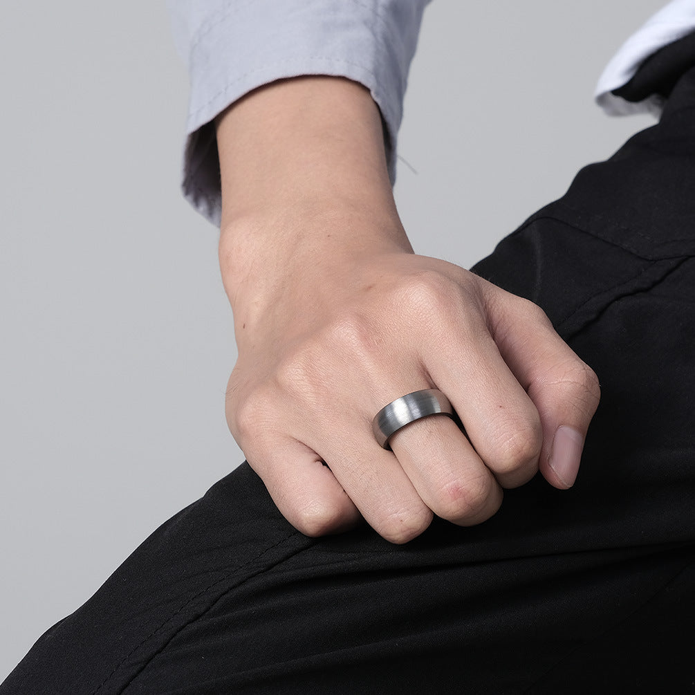Curved Sand Surface Tungsten Steel Ring for Men