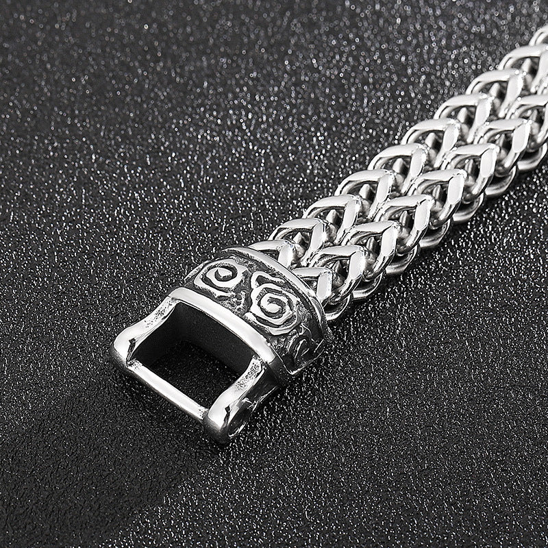 Front & Back Chain Bracelet – Punk Style Smear Casting Zodiac Dragon Head Stainless