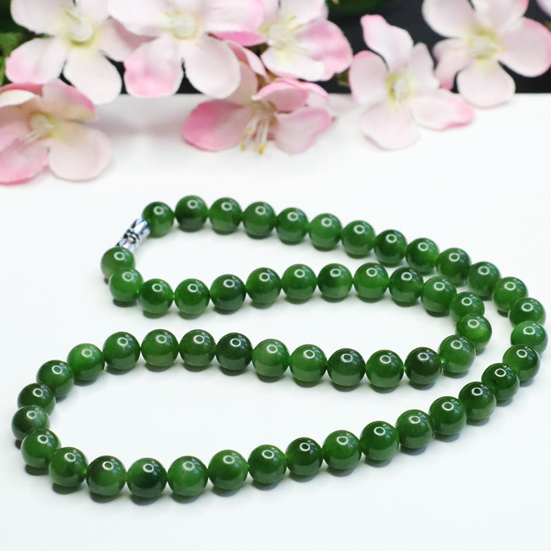 Natural Hetian Jade Necklace Russian Spinach Green Jasper Jewelry