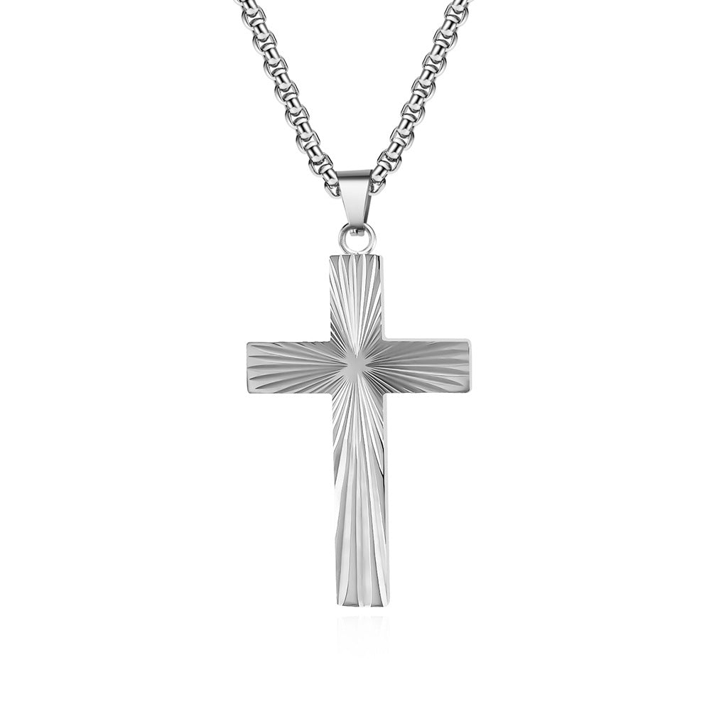 Steel Necklace - Elegant Cross Pendant For Men From Planderful Everyday Genie Collection