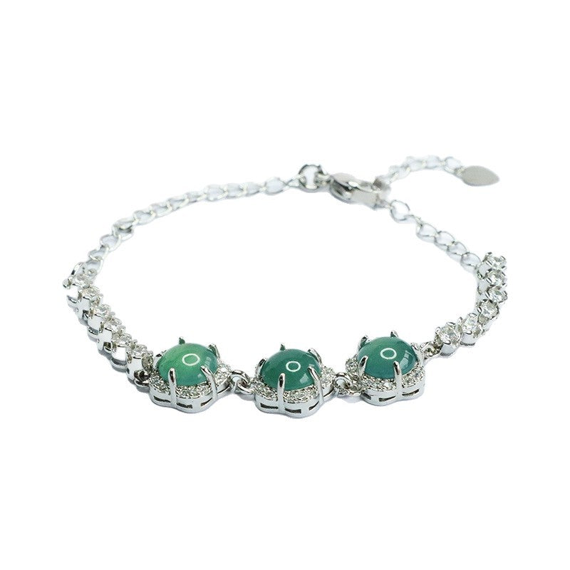 Blue Water Jadeite Summer Blossom Bracelet