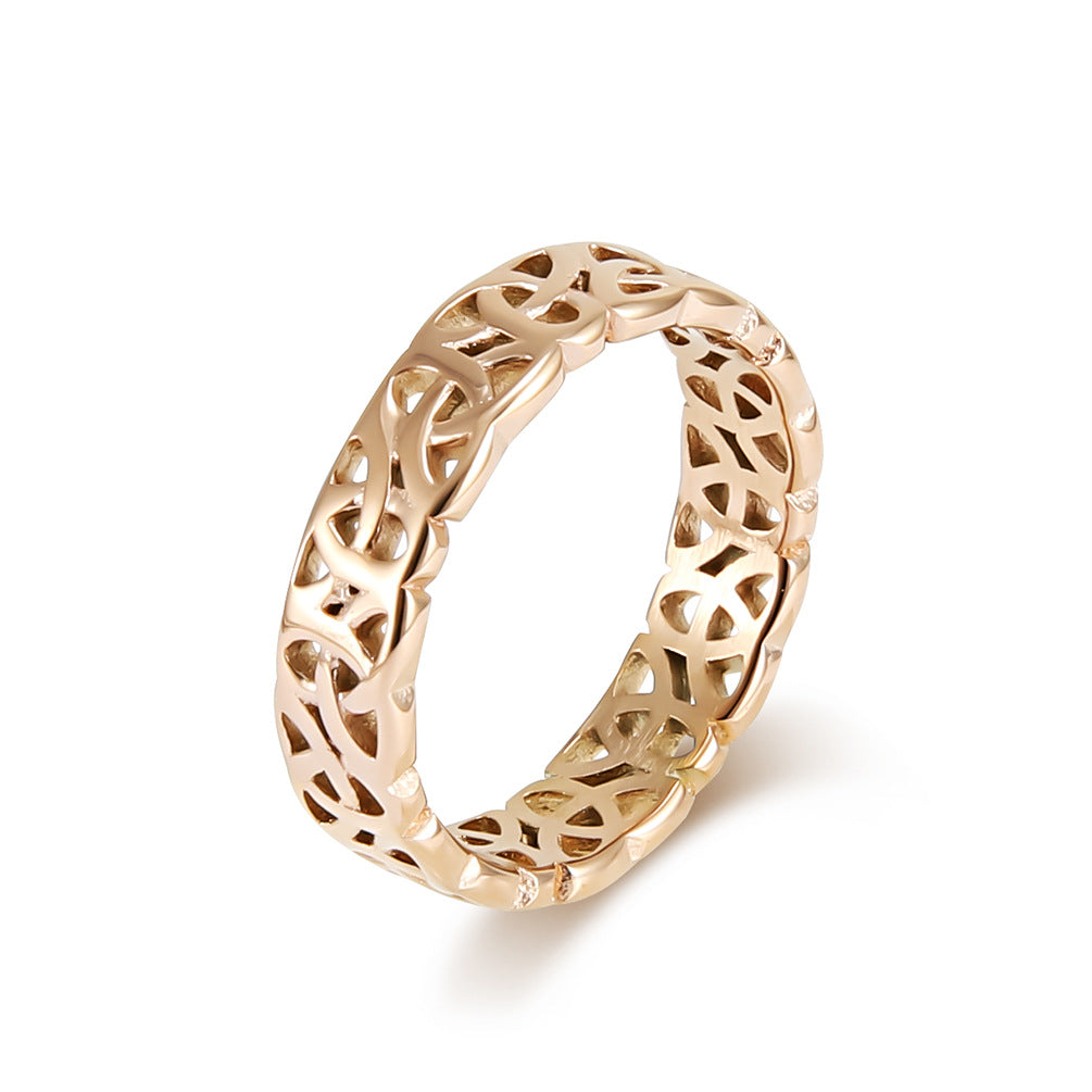 Planderful Titanium Steel Ring Unisex Nordic Viking Eternal Knot Cutout Design For Men And Women