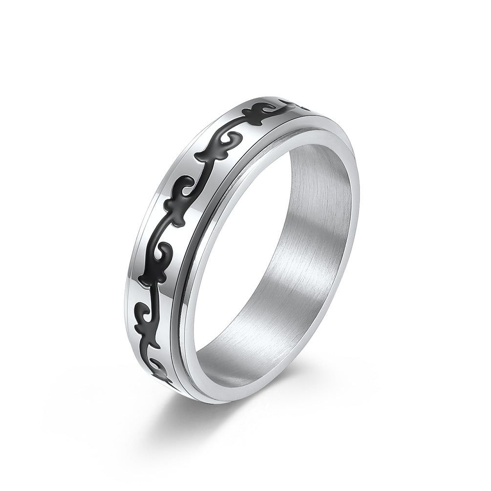 Titanium Steel Ring Unisex Retro Vine Design By Planderful Everyday Genie Gift For Him Or Her