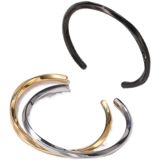 Planderful Jewelry Titanium Steel Mens Bracelet Minimalist Mobius Inspired Design With Customizable Lettering