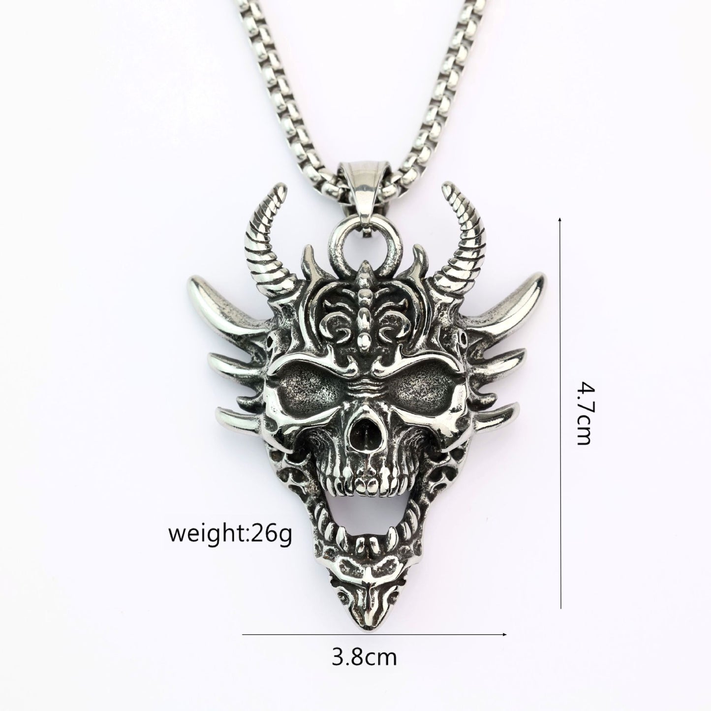 Planderful Horn Prajna Necklace For Men Ghost Mask Pendant Steel Durable Adventure Ready