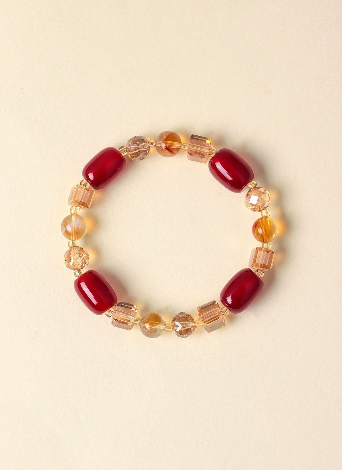 Agate Crystal Barrel Bead Bracelet
