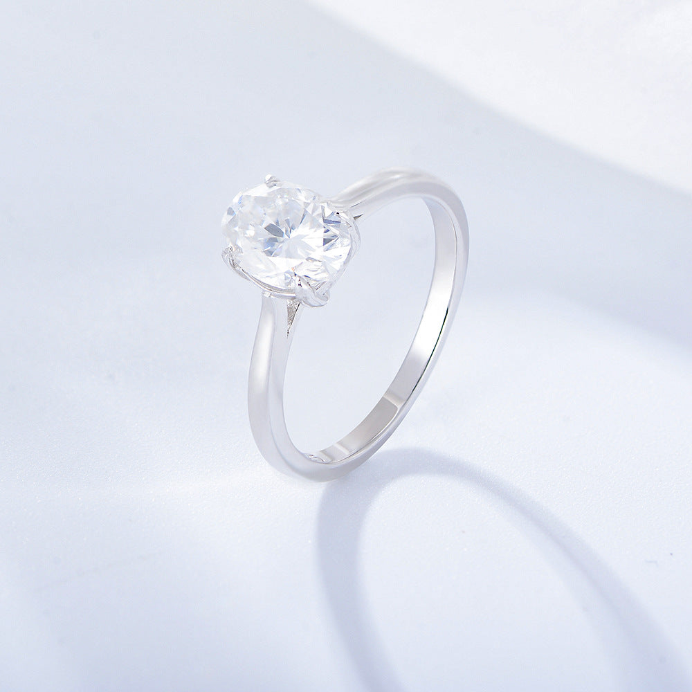 S925 Sterling Silver Oval Zircon Simulation Diamond Ring Classic Wedding Ring Exclusive Supply