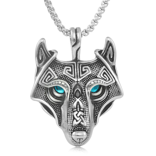 European And American Stainless Steel Wolf Eye Pendant Men's Necklace