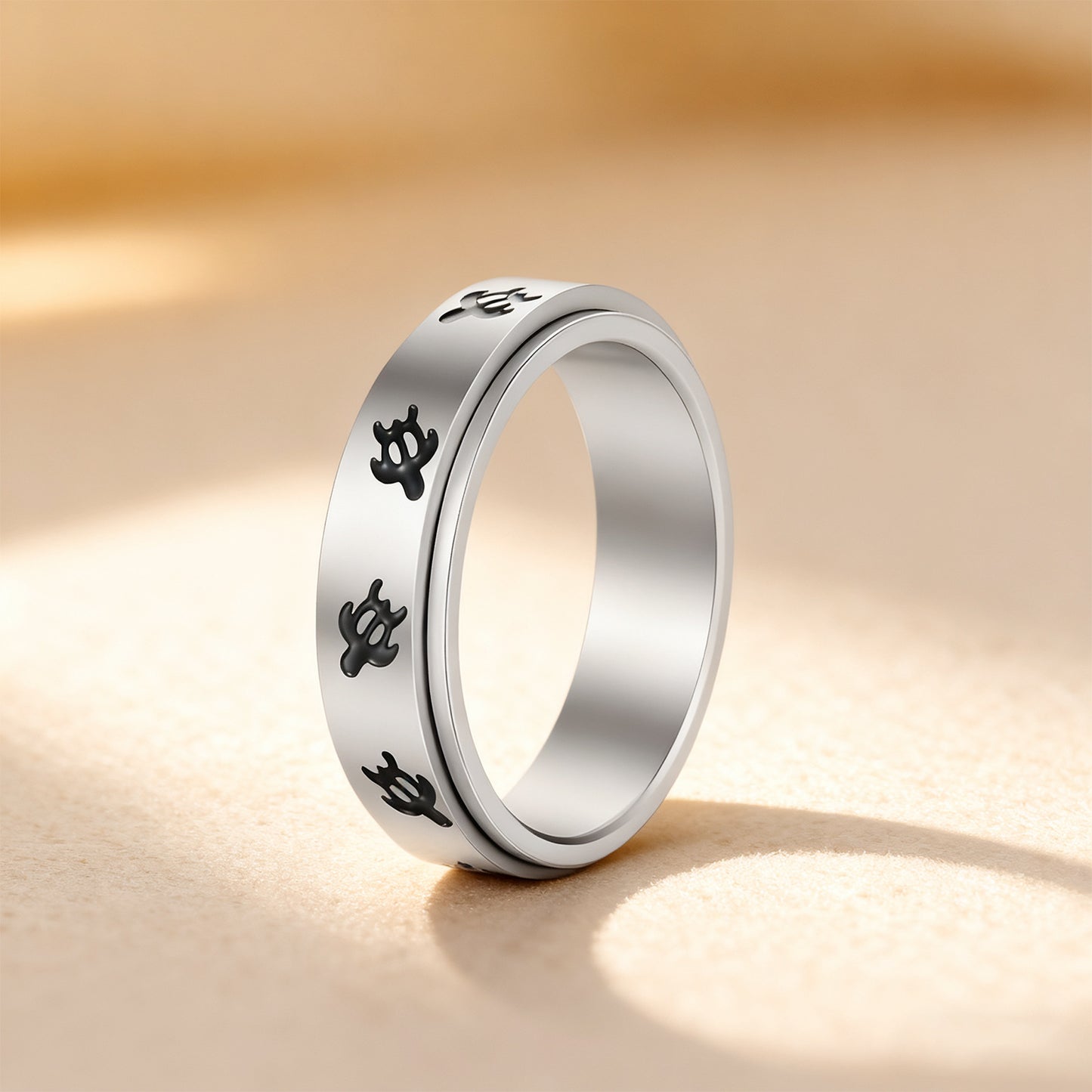 Planderful Turtle Ring Decompression Jewelry Unisex Steel Ring For Men Women Couple Gift