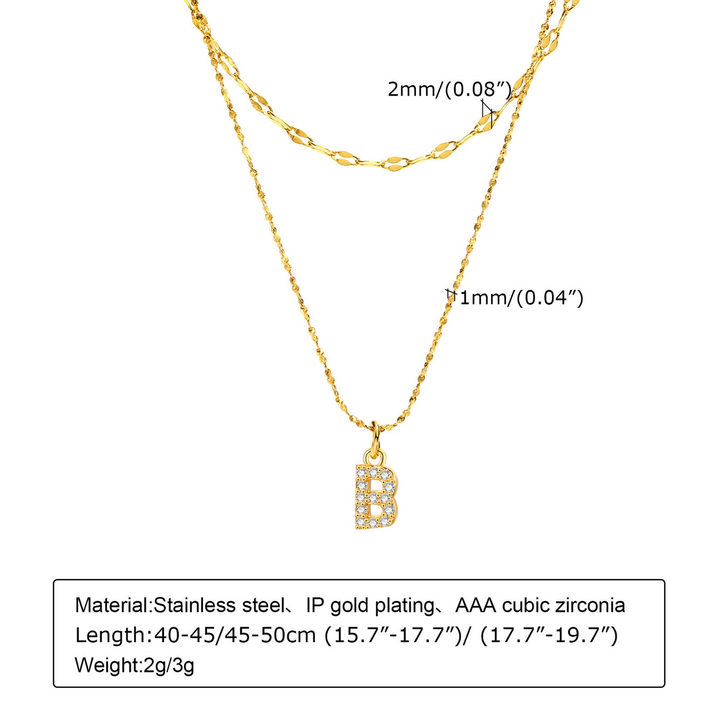 Stainless Steel 26-Letter Zircon Necklace Set for Summer Fashion