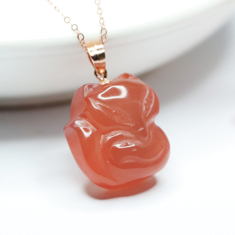 Yanyuan Agate Fox 925 Silver Pendant — No Chain